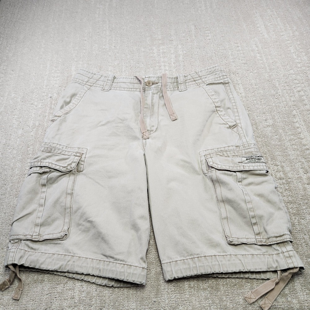Vintage Aeropostale Cargo Shorts Men 33 Cotton Twill Paratrooper Beige Y2K Aero